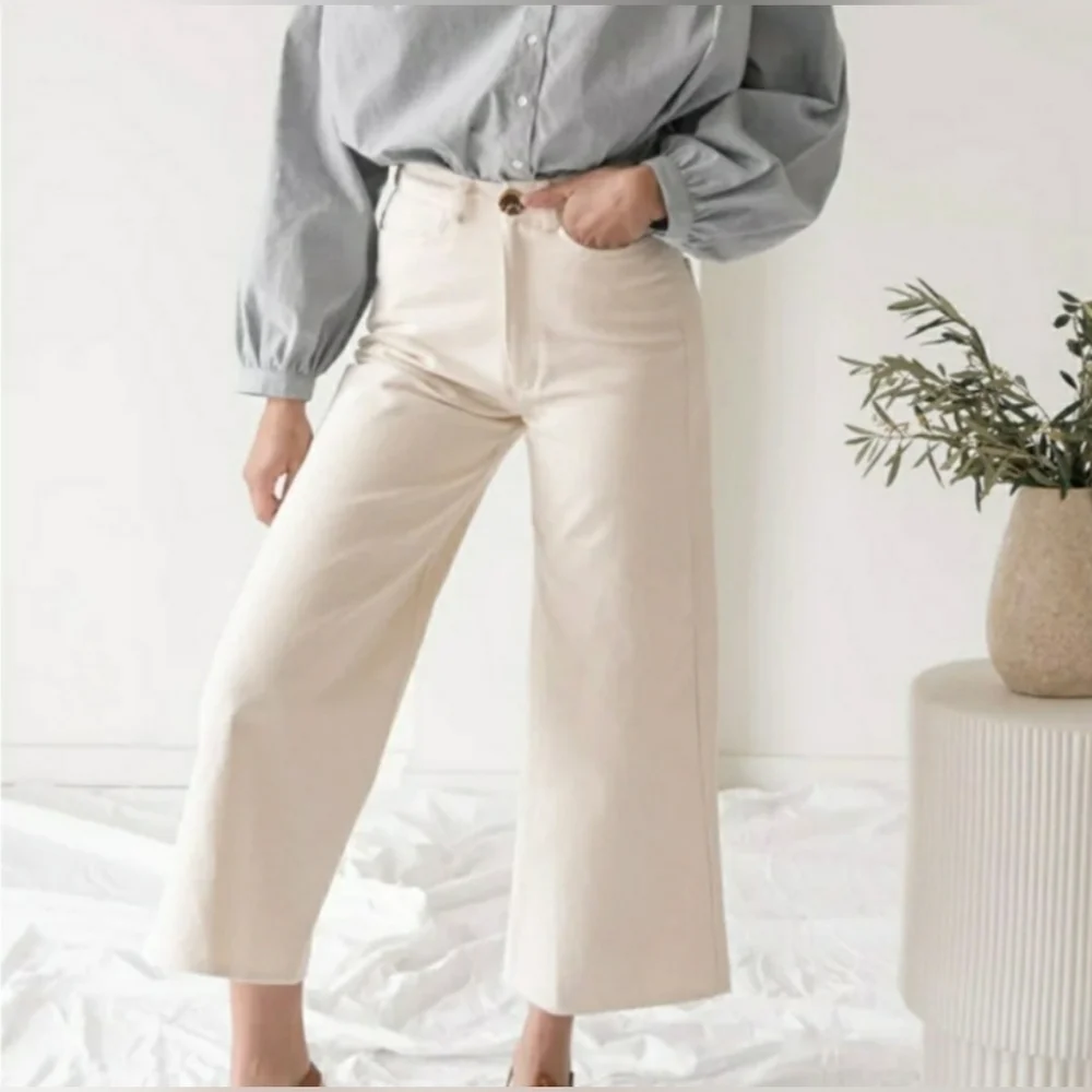 Tribe Alive Cream Wide Leg Jeans - Picture 2 of 15